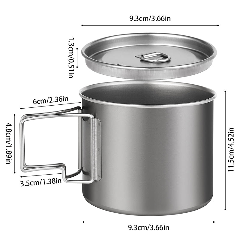 Uncoated Pure Titanium Camping Cup 800ml / 29oz, Ultralight 230g Backpacking Mug for Hiking & Trail Cooking