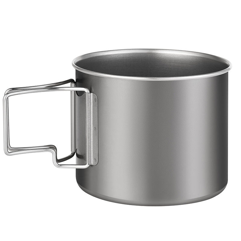 Titanium camping cup shown from the side