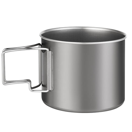 Titanium camping cup shown from the side