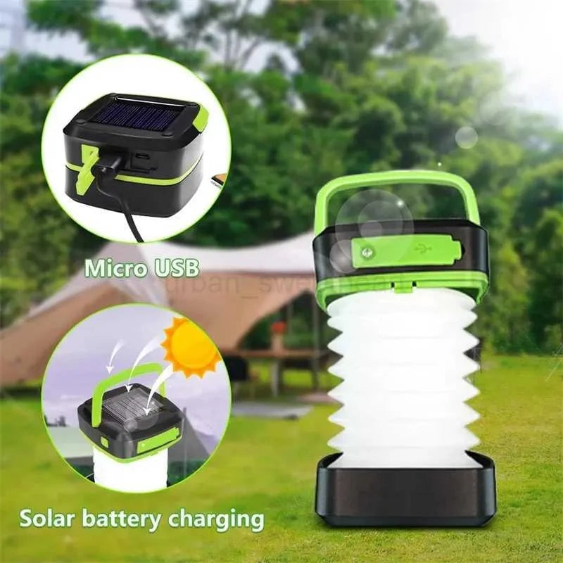 Solar camp light shown folded flat